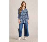 White Stuff Annie Longline Shirt Blue Print size 10 | Button-Down Shirts Outlet | Women | Blue 10