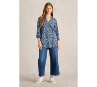 White Stuff Annie Longline Shirt Blue Print size 8 | Button-Down Shirts Outlet | Women | Blue 8
