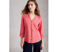 White Stuff Annie Mix Jersey Shirt, Pink, Size 16, Women Pink