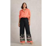 White Stuff Belle Linen Wide Leg Trouser Black Print size 8 REGULAR | Wide Pants Outlet | Women | White 8 REGULAR