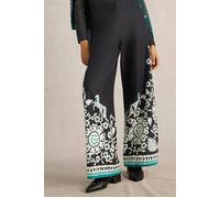White Stuff Belle Wide Leg Trouser Black Multi size 8 REGULAR | Wide Pants Outlet | Women | Black