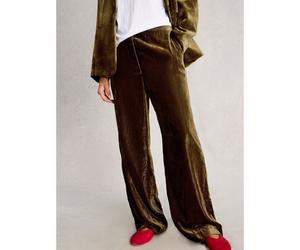 White Stuff Belle Wide Leg Velvet Trouser CHARTREUSE SIZE 10