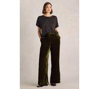 White Stuff Belle Wide Leg Velvet Trouser Khaki Green size 6 LONG | Formal Pants Outlet | Women | Brown 6 LONG