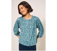 White Stuff Bennie Tie Hem Shirt Teal Printed size 6 | Button-Down Shirts Outlet | Women | Cyan 6