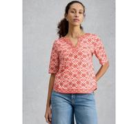 White Stuff Butterfly Geo Weaver Notch Neck Tee BLUE MULTI SIZE 10