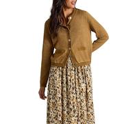 White Stuff Charlotte Glitter Cardigan - Crew Neck Regular Fit Cotton Knit - Dark Chartreuse - Size 10