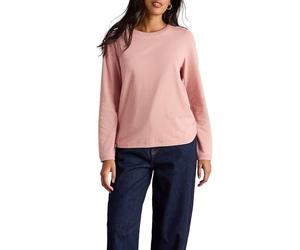 White Stuff Clara Glittery Long Sleeve Shirt - Crew Neck, Regular Fit, Made from a Cotton/Polyester Blend - Dusky Pink - Size 14