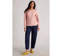 White Stuff Clara Glittery Long Sleeve Shirt - Crew Neck, Regular Fit, Made from a Cotton/Polyester Blend - Dusky Pink - Size 14