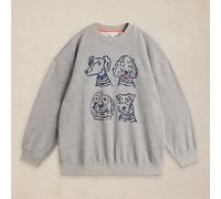 White Stuff Cleo Longline Graphic Sweatshirt Grey Marl