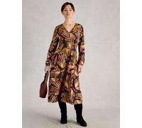 White Stuff Cotton Modal Blend Jersey Floral Midi Dress Black Mix