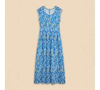 White Stuff Darcie Jersey Maxi Dress Blue Print Size 8