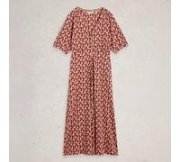White Stuff Dress Megan Jersey Pink Print Cotton Short Sleeve Womens