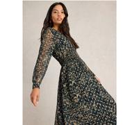 White Stuff Edie Metalic Spot Maxi Dress BLACK MULTI SIZE 12