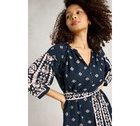 White Stuff Ella Embroidered Dress Navy Multi size 8 PETITE | Shirt Dresses Outlet | Women | Blue 8 PETITE