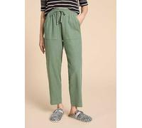 White Stuff Elle Green Linen Blend Trousers White
