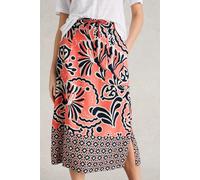 White Stuff Elle Linen Blend Skirt Coral Print size 22 REGULAR | Midi Skirts Outlet | Women | White 22 REGULAR