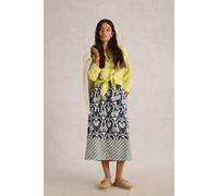 White Stuff Elle Linen Blend Skirt Navy Print size 8 REGULAR | Midi Skirts Outlet | Women | White 8 REGULAR