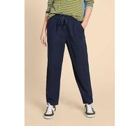 White Stuff Elle Navy Linen Blend Trousers White