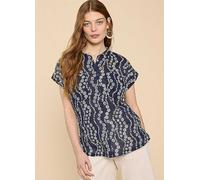 White Stuff Ellie Navy Organic Cotton Shirt White
