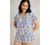 White Stuff Ellie Organic Cotton Shirt Blue Print size 12 | Button-Down Shirts Outlet | Women | Blue