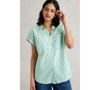 White Stuff Ellie Organic Cotton Shirt Green Multi size 10 | Button-Down Shirts Outlet | Women | Green 10