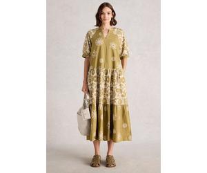 White Stuff Eva Mixed Print Dress Green Print size 8 REGULAR | Midi Dresses Outlet | Women | Green 8 REGULAR
