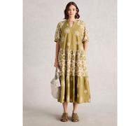 White Stuff Eva Mixed Print Dress GREEN SIZE 10