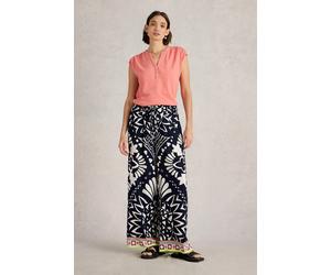 White Stuff Farah Wide Leg Trouser Navy Multi size 12 LONG | Wide Pants Outlet | Women | Blue 12 LONG