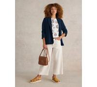 White Stuff female Denim Single Breasted Blazer Coat - 8 - Dark Denim, Dark Denim