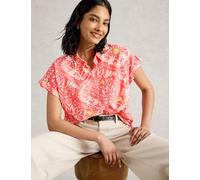 White Stuff female Pure Cotton Printed Button Through Shirt - 12 - Bright Pink Mix, Bright Pink Mix