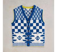 White Stuff Geo Mix Button Tank Top Blue Multi