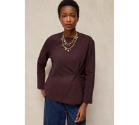 White Stuff Grace Pure Cotton Twist T-Shirt Brown