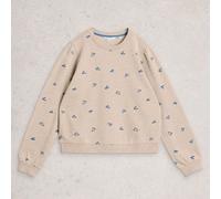 White Stuff Heart Embroidered Sweatshirt Grey Marl Size 16