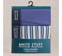 White Stuff Hove Stripe & Plain Organic Boxers - Navy - 2 Pairs