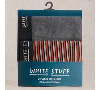 White Stuff Hove Stripe & Plain Organic Boxers - Red - 2 Pairs