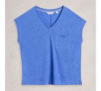 White Stuff Iris Linen T-Shirt Bright Blue