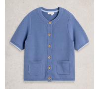 White Stuff Isabella Short Sleeve Cardigan Mid Blue