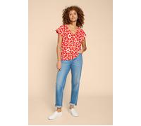 White Stuff Ivy Linen V Neck Tee Red Printed size 6 | T-shirts Outlet | Women | White 6