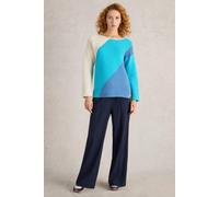 White Stuff Jana Abstract Jumper Bright Blue size 16 | Knitted Sweaters Outlet | Women | Blue 16