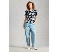 White Stuff Jersey Floral Collared Shirt Navy Mix