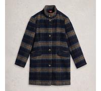 White Stuff Karla Check Wool Blend Coat Blue Multi