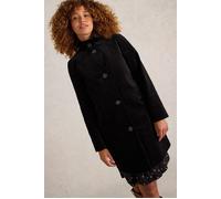 White Stuff Karla Velvet Coat Pure Black size 8 REGULAR | Single Breasted Coats Outlet | Women | Black 8 REGULAR