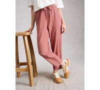 White Stuff Linen Blend Leaf Print Tapered Trousers Pink