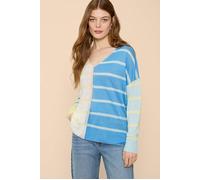 White Stuff Linen V Neck Jumper Blue Multi size 14 | Knitted Sweaters Outlet | Women | Blue 14