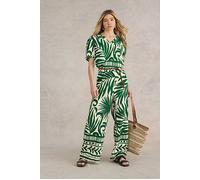 White Stuff Lucinda Eco Vero Wide Trouser Green Printed size 14 REGULAR | Wide Pants Outlet | Women | Green 14 REGULAR