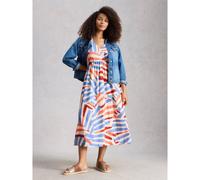 White Stuff Lucy Linen Blend Midi Dress Standard MULTI SIZE 10