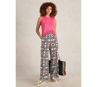 White Stuff Lucy Linen Blend Trouser WHITE MULTI SIZE 10