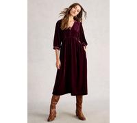 White Stuff Lucy Velvet Dress Dark Plum size 16 REGULAR | Midi Dresses Outlet | Women | Magenta 16 REGULAR