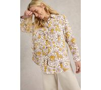 White Stuff Lydia Linen Shirt Yellow Print size 6 | Longsleeves Outlet | Women | White 6