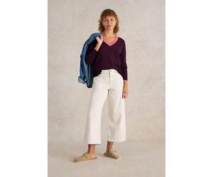 White Stuff Maggie V Neck Jumper Dark Plum size 14 PETITE | Knitted Sweaters Outlet | Women | Magenta 14 PETITE